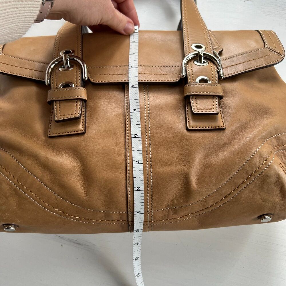 •Vintage• Coach Y2K Soho Hampton Flap F12304 Leather Satchel Bag in British Tan - Picture 13 of 15